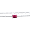 Thumbnail Image 2 of Emerald-Cut Lab-Created Ruby Double Strand Bracelet Sterling Silver 7.5"