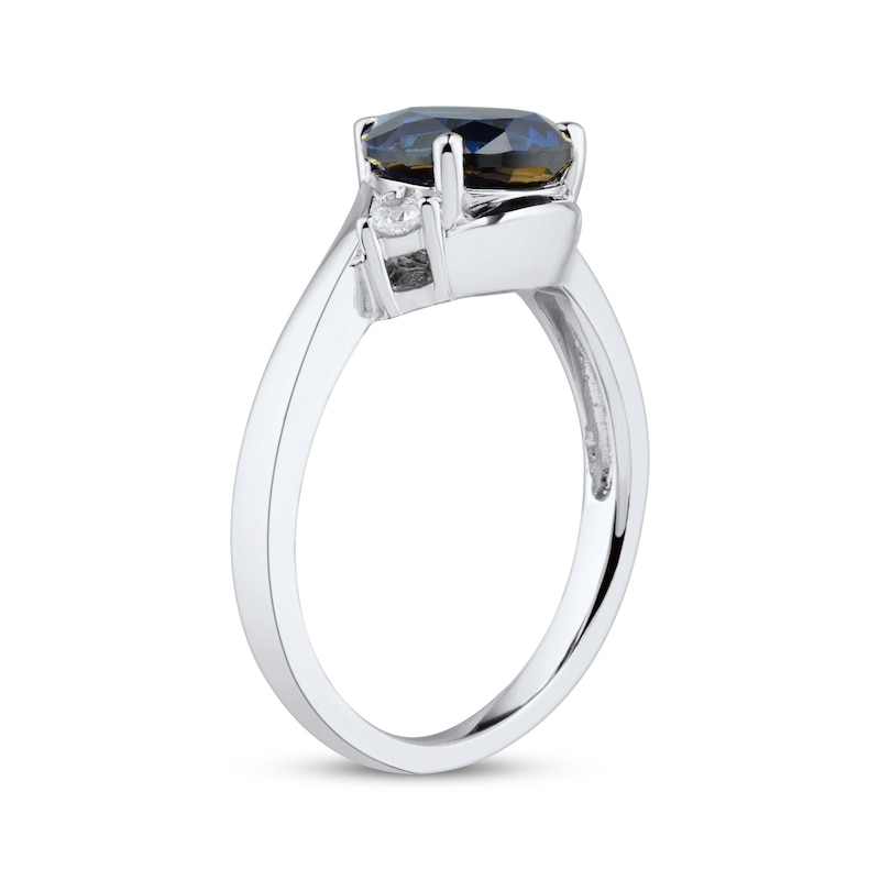 Main Image 2 of Pear-Shaped Blue Lab-Created Sapphire & White Lab-Created Sapphire Bypass Ring Sterling Silver
