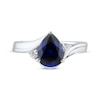 Thumbnail Image 3 of Pear-Shaped Blue Lab-Created Sapphire & White Lab-Created Sapphire Bypass Ring Sterling Silver