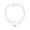 Thumbnail Image 1 of Emerald-Cut Blue Lab-Created Sapphire Double Strand Necklace Sterling Silver 17.5&quot;