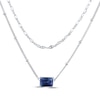 Thumbnail Image 1 of Emerald-Cut Blue Lab-Created Sapphire Double Strand Necklace Sterling Silver 17.5"