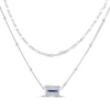 Thumbnail Image 2 of Emerald-Cut Blue Lab-Created Sapphire Double Strand Necklace Sterling Silver 17.5"