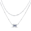 Thumbnail Image 3 of Emerald-Cut Blue Lab-Created Sapphire Double Strand Necklace Sterling Silver 17.5&quot;