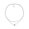 Thumbnail Image 1 of Emerald-Cut Lab-Created Emerald Double Strand Necklace Sterling Silver 17.5&quot;
