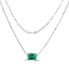 Thumbnail Image 1 of Emerald-Cut Lab-Created Emerald Double Strand Necklace Sterling Silver 17.5"