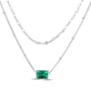 Thumbnail Image 2 of Emerald-Cut Lab-Created Emerald Double Strand Necklace Sterling Silver 17.5&quot;