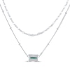 Thumbnail Image 2 of Emerald-Cut Lab-Created Emerald Double Strand Necklace Sterling Silver 17.5"