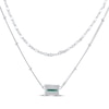 Thumbnail Image 3 of Emerald-Cut Lab-Created Emerald Double Strand Necklace Sterling Silver 17.5&quot;