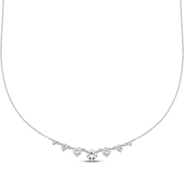 Graduated White Lab-Created Sapphire Necklace Sterling Silver 18"