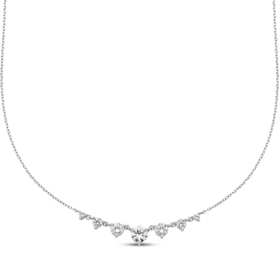Graduated White Lab-Created Sapphire Necklace Sterling Silver 18"