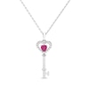 Thumbnail Image 1 of Heart-Shaped Lab-Created Ruby & White Lab-Created Sapphire Key Necklace Sterling Silver 18&quot;
