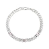 Thumbnail Image 3 of Square-Cut Lab-Created Ruby Station Curb Chain Bracelet Sterling Silver 7.25&quot;