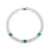 Thumbnail Image 2 of Square-Cut Lab-Created Emerald Station Curb Chain Bracelet Sterling Silver 7.25&quot;