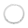 Thumbnail Image 3 of Square-Cut Lab-Created Emerald Station Curb Chain Bracelet Sterling Silver 7.25&quot;