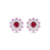 Thumbnail Image 2 of Lab-Created Ruby, Pink & White Lab-Created Sapphire Flower Stud Earrings Sterling Silver