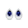 Thumbnail Image 2 of Pear-Shaped Blue Lab-Created Sapphire & White Lab-Created Sapphire Earrings Sterling Silver