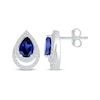 Thumbnail Image 3 of Pear-Shaped Blue Lab-Created Sapphire & White Lab-Created Sapphire Earrings Sterling Silver