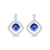 Thumbnail Image 2 of Cushion-Cut Blue Lab-Created Sapphire & White Lab-Created Sapphire Earrings Sterling Silver
