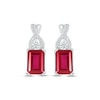 Thumbnail Image 2 of Emerald-Cut Lab-Created Ruby & White Lab-Created Sapphire Drop Earrings Sterling Silver