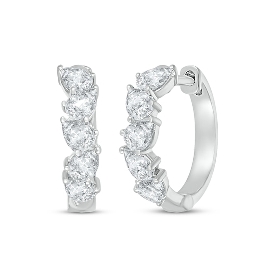 Pear-Shaped White Lab-Created Sapphire Hoop Earrings Sterling Silver