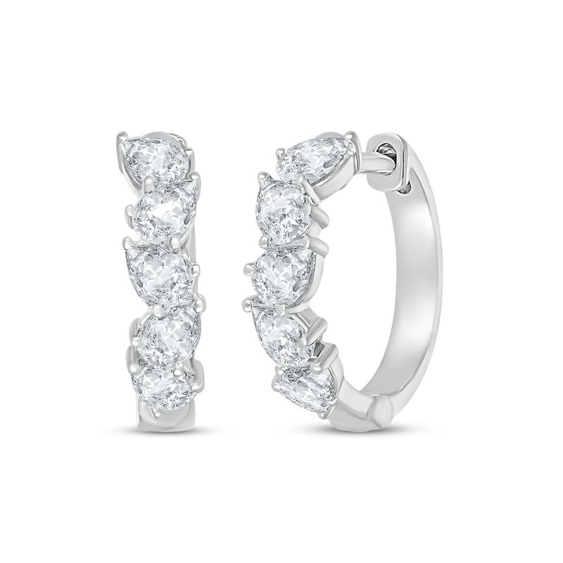 Main Image 1 of Pear-Shaped White Lab-Created Sapphire Hoop Earrings Sterling Silver