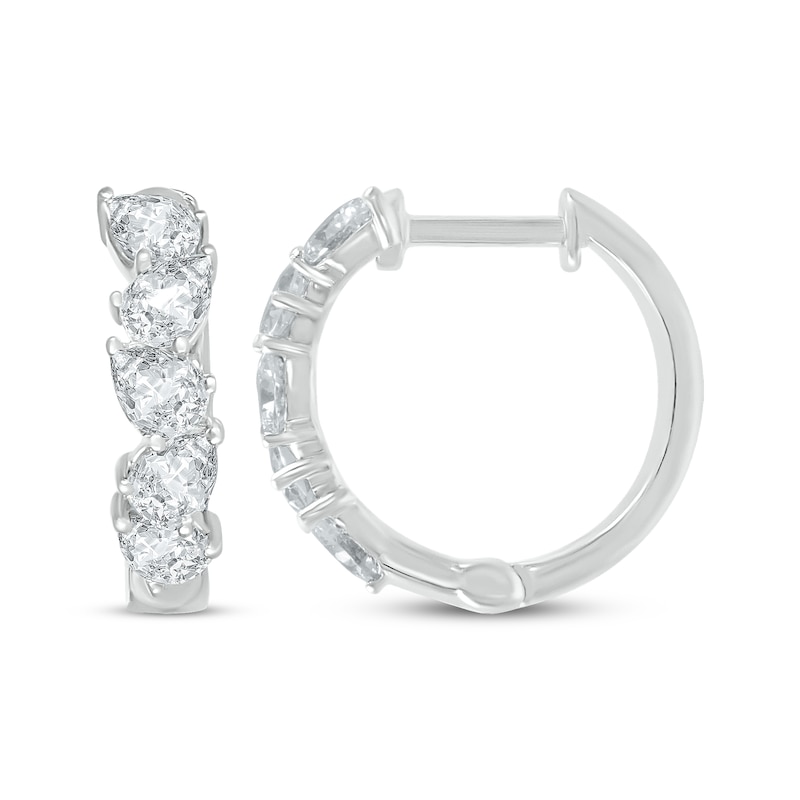 Main Image 3 of Pear-Shaped White Lab-Created Sapphire Hoop Earrings Sterling Silver