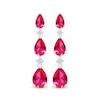 Thumbnail Image 2 of Pear-Shaped Lab-Created Ruby & White Lab-Created Sapphire Drop Earrings Sterling Silver