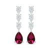 Thumbnail Image 2 of Pear-Shaped Lab-Created Ruby & White Lab-Created Sapphire Dangle Earrings Sterling Silver