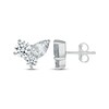 Thumbnail Image 3 of Pear-Shaped & Round-Cut White Lab-Created Sapphire Cluster Stud Earrings Sterling Silver