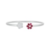 Thumbnail Image 0 of Pear-Shaped Lab-Created Ruby & White Lab-Created Sapphire Flower Flex Cuff Bracelet Sterling Silver
