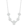 Thumbnail Image 1 of White Lab-Created Sapphire Sunburst Necklace Sterling Silver 18&quot;