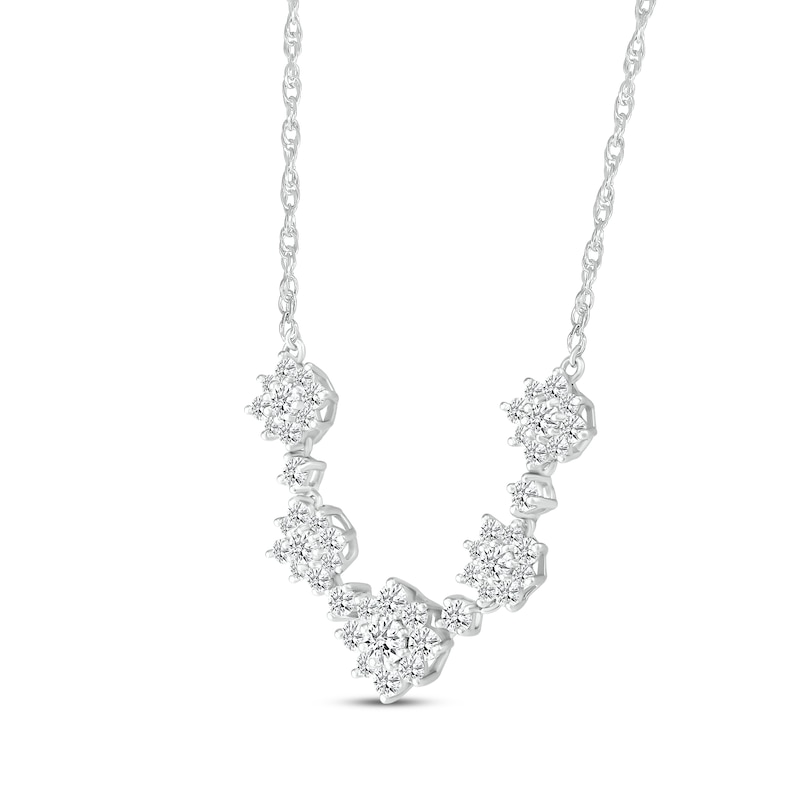 Main Image 2 of White Lab-Created Sapphire Sunburst Necklace Sterling Silver 18&quot;