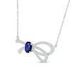 Thumbnail Image 2 of Oval-Cut Blue Lab-Created Sapphire & White Lab-Created Sapphire Knot Necklace Sterling Silver 18"