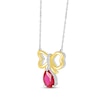 Thumbnail Image 2 of Pear-Shaped Lab-Created Ruby & White Lab-Created Sapphire Bow Necklace Sterling Silver & 10K Yellow Gold 18&quot;