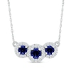 Thumbnail Image 1 of Blue & White Lab-Created Sapphire Trio Necklace Sterling Silver 18&quot;