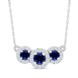Blue & White Lab-Created Sapphire Trio Necklace Sterling Silver 18"