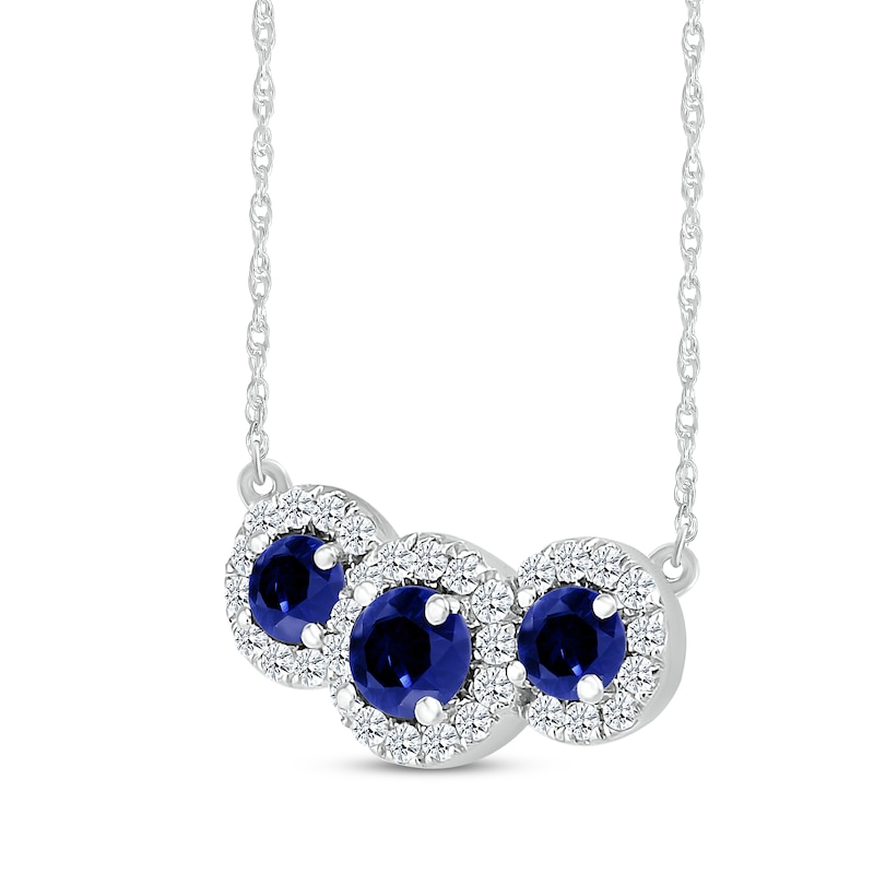Main Image 2 of Blue & White Lab-Created Sapphire Trio Necklace Sterling Silver 18&quot;