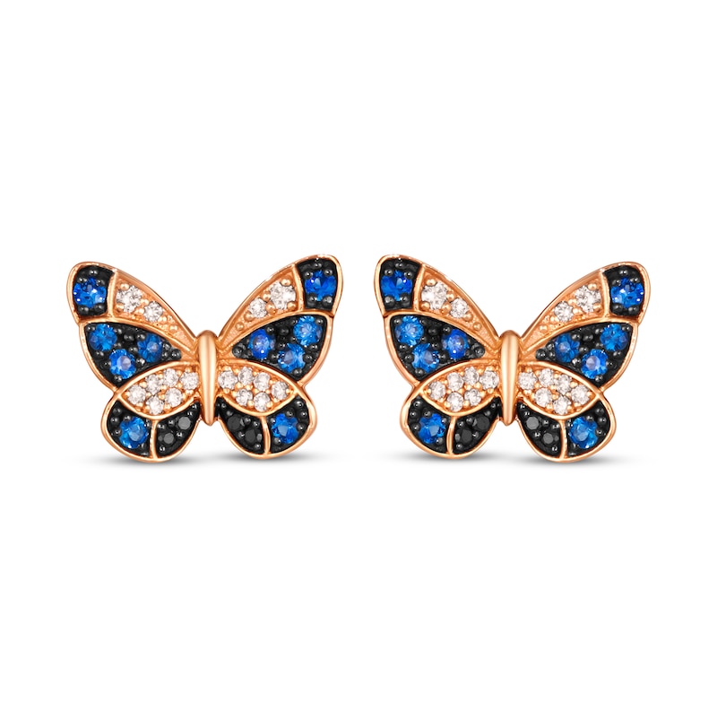 Main Image 2 of Le Vian Garden Party Sapphire Butterfly Earrings 1/4 ct tw Diamonds 14K Strawberry Gold