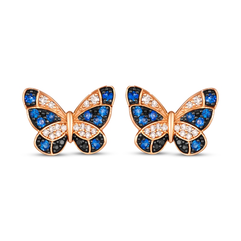 Le Vian Garden Party Sapphire Butterfly Earrings 1/4 ct tw Diamonds 14K Strawberry Gold