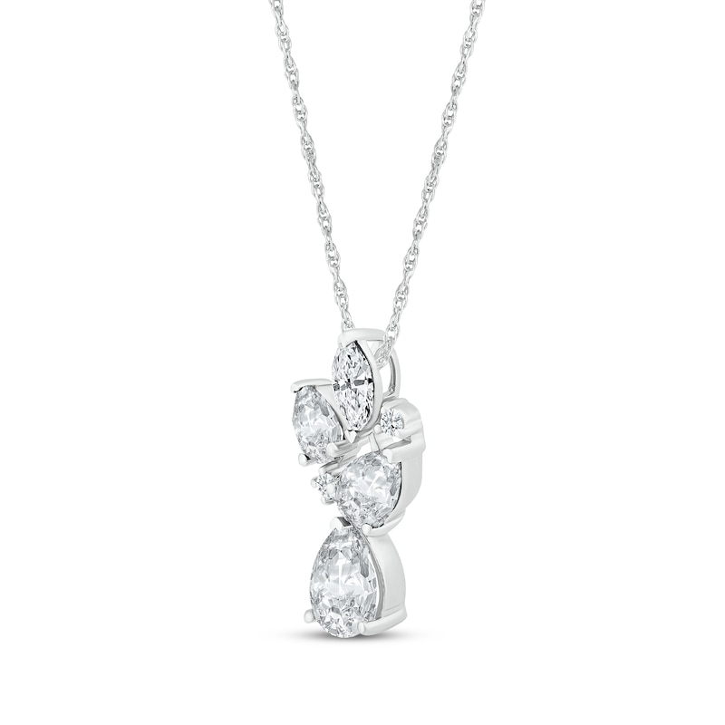 Main Image 2 of Pear, Marquise & Round-Cut White Lab-Created Sapphire Scatter Necklace Sterling Silver 18&quot;