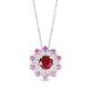Thumbnail Image 1 of Lab-Created Ruby, Pink & White Lab-Created Sapphire Flower Necklace Sterling Silver 18&quot;
