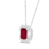 Thumbnail Image 2 of Emerald-Cut Lab-Created Ruby & White Lab-Created Sapphire Necklace Sterling Silver 18"
