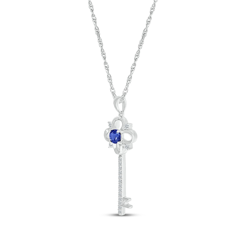 Main Image 2 of Blue & White Lab-Created Sapphire Key Necklace Sterling Silver 18&quot;