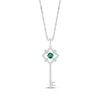 Thumbnail Image 1 of Cushion-Cut Lab-Created Emerald & White Lab-Created Sapphire Key Necklace Sterling Silver 18&quot;