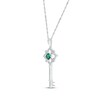 Thumbnail Image 2 of Cushion-Cut Lab-Created Emerald & White Lab-Created Sapphire Key Necklace Sterling Silver 18&quot;