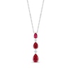 Thumbnail Image 1 of Pear-Shaped Lab-Created Ruby Trio & White Lab-Created Sapphire Drop Necklace Sterling Silver 18&quot;