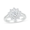 Thumbnail Image 1 of White Lab-Created Sapphire Sunburst Ring Sterling Silver