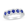 Thumbnail Image 1 of Blue & White Lab-Created Sapphire Five-Stone Ring Sterling Silver