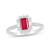 Thumbnail Image 1 of Emerald-Cut Lab-Created Ruby & White Lab-Created Sapphire Ring