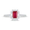 Thumbnail Image 4 of Emerald-Cut Lab-Created Ruby & White Lab-Created Sapphire Ring